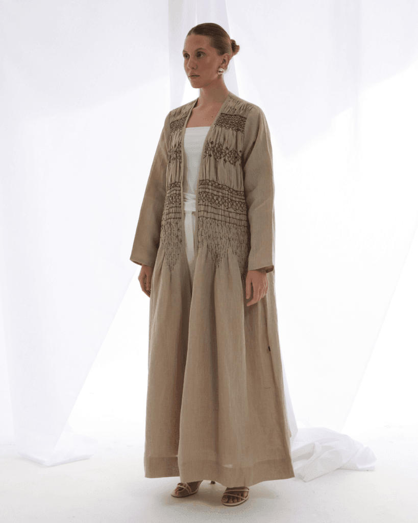 Smocked in Beige